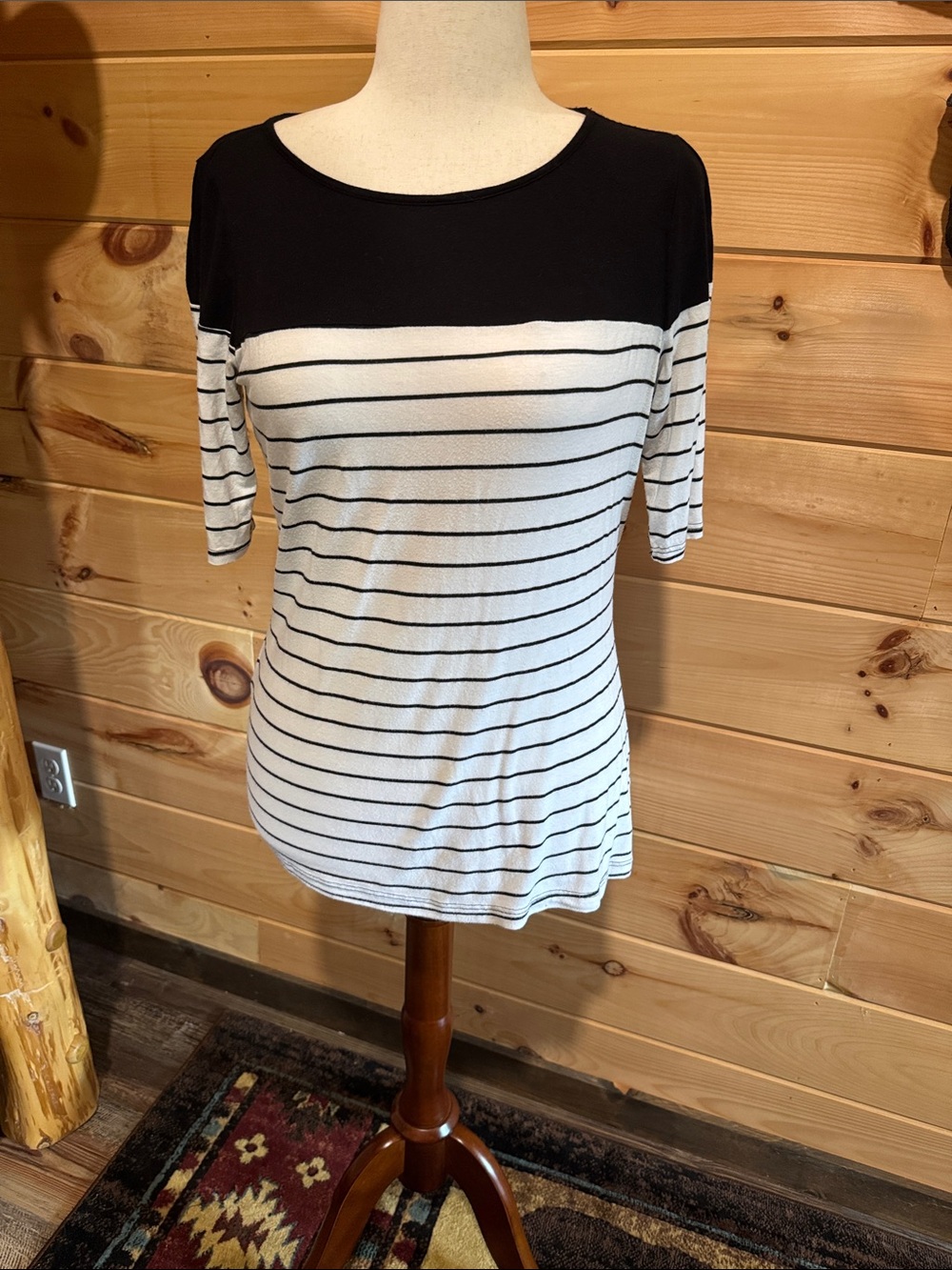 Black & White Striped Women's Top
